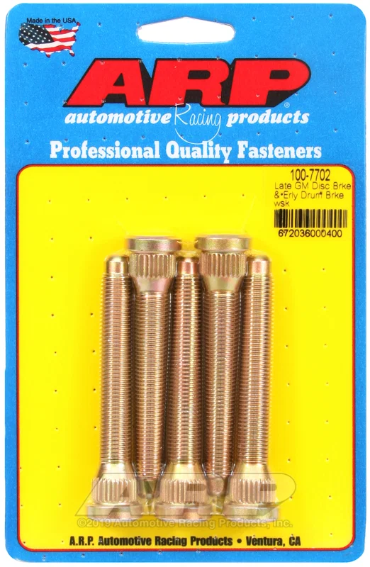 100-7702 – ARP Wheel Stud, 7/16 Inch - 20 Thread Size 3.200 Inch Under Head Length 0.300 Inch Knurl Length Late GM Di...